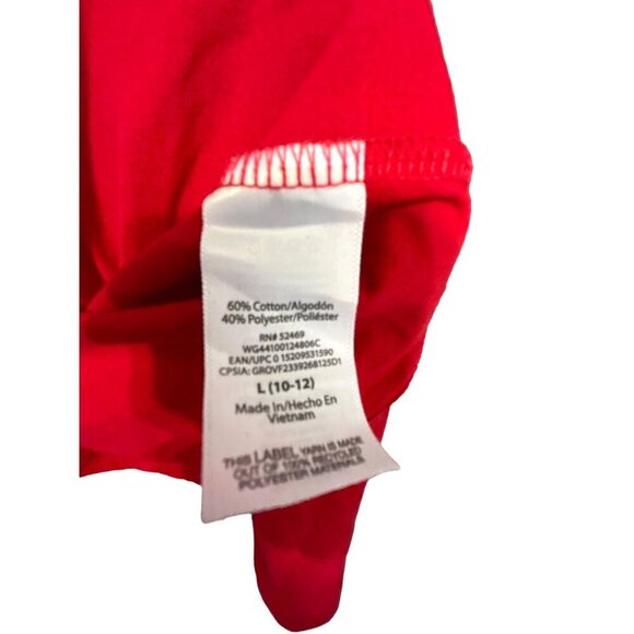 Holiday Time Girls Christmas T-Shirt Long Sleeve Red/White Size L 10-12 - Picture 4 of 6